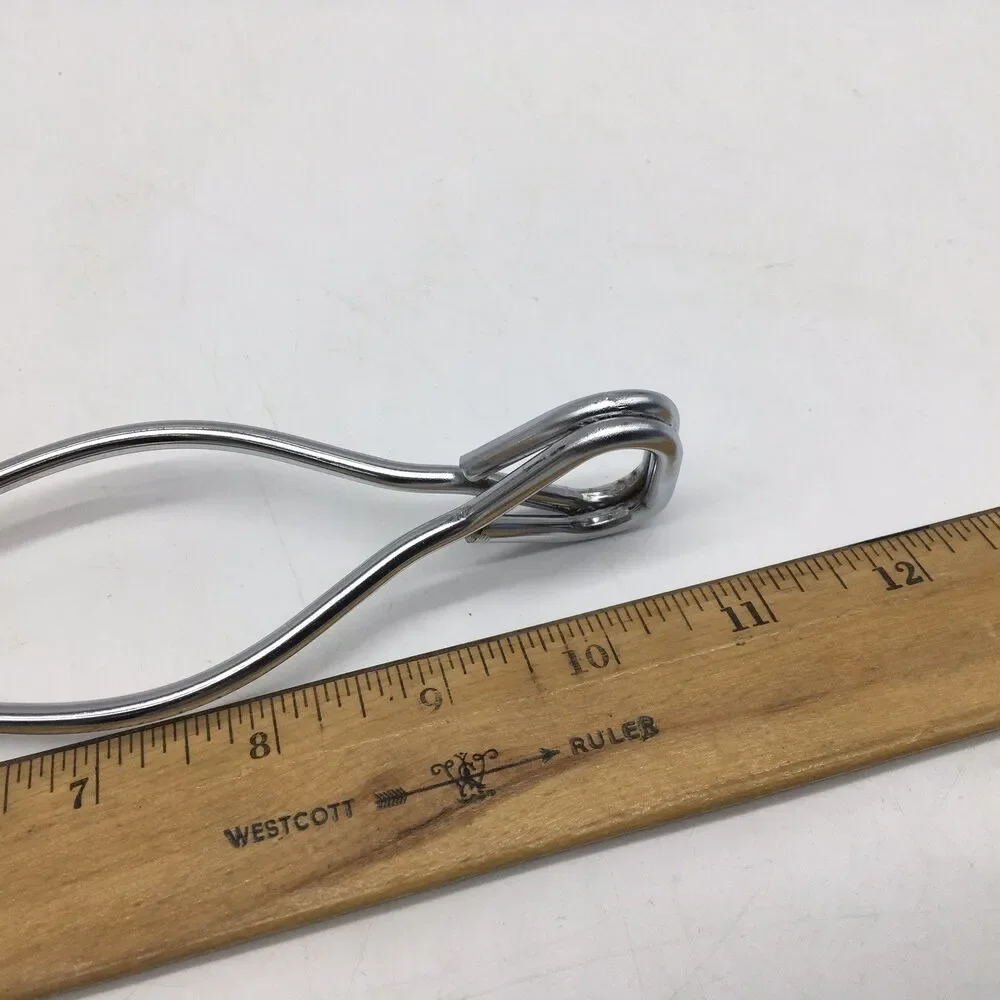 Vintage EKCO 10.75” Stainless Steel Kitchen Tongs Grippers Red Rubber handle USA